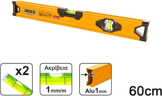 Ingco HSL58060 Wasserwaage Aluminium 60cm mit 2 Augen