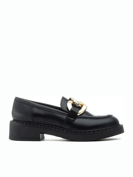 97L2 Leather Women's Moccasins in Black Color 97L2_NERO