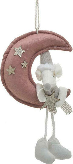 Inart Christmas Fabric Figure Little mouse Pink Height 34cm