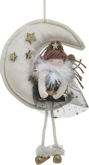 Inart Weihnachtliche Stoff Figur Kleinkind Weiß 25x25x14cm