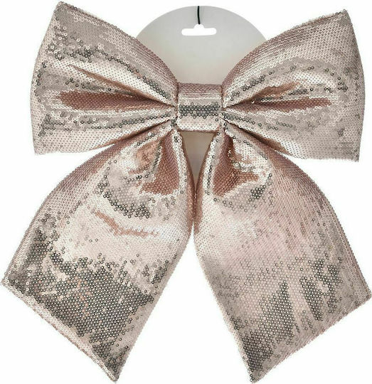Iliadis Christmas Fabric Figure Bow Rose Gold Length 32cm 2pcs