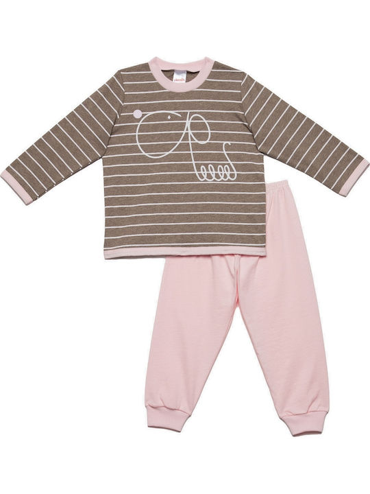 Minerva Set Top & Bottom Kids Winter Cotton Pyjamas Brown