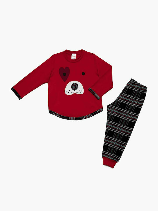 Minerva Set Top & Bottom Kids Winter Cotton Pyjamas Red