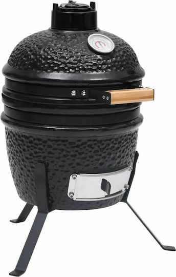 vidaXL Ceramics Charcoal Grill Kamado with Lid and Thermometer 26.5cmx26.5cm