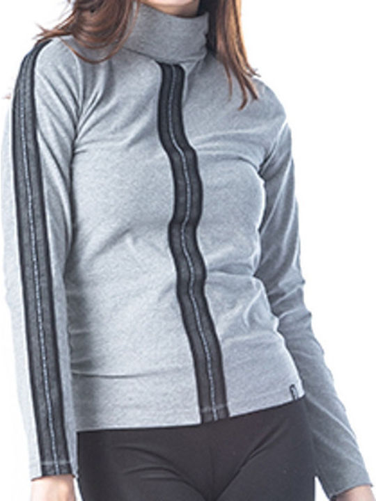 Paco & Co Women's Blouse Cotton Long Sleeve Turtleneck Gray