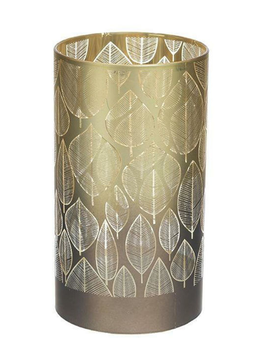 Inart Christmas Glass Gold Battery Lantern 16x9cm