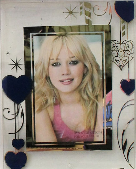 HOMie Blue Heart Glass Photo Frame With Blue Frame