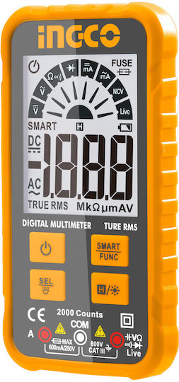 Ingco Дигитален мултиметър Верен RMS с измерване на AC / DC / Съпротивление DM6001