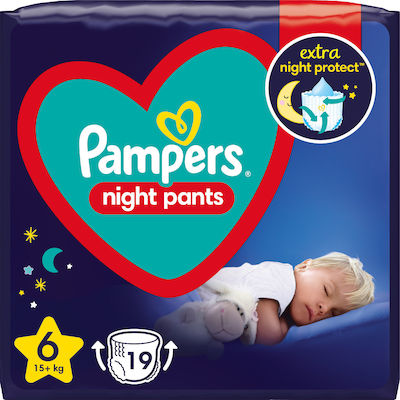 Pampers Pantaloni de scutec Night Pants Night Pants Nr. 6 pentru 15+ kgkg 19buc