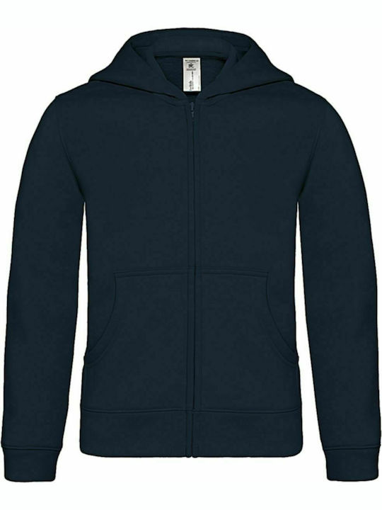 B&C Kids Cardigan Sweatshirts Hooded Navy Blue