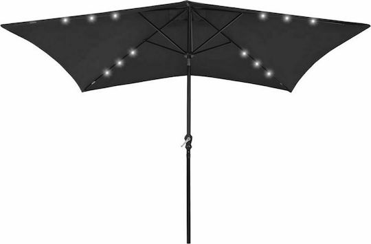 Quadratischer Metallischer Garten- und Terrassen-Sonnenschirm Schwarz 3x2xHöhe 2.47m