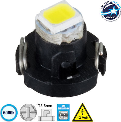 GloboStar Lamps Car T3 LED 6000K Cold White 12V 0.2W 1pcs