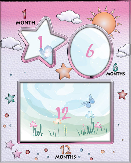 Slevori Sun Months Kinder Multiframe Silber Rosa 9x13cm
