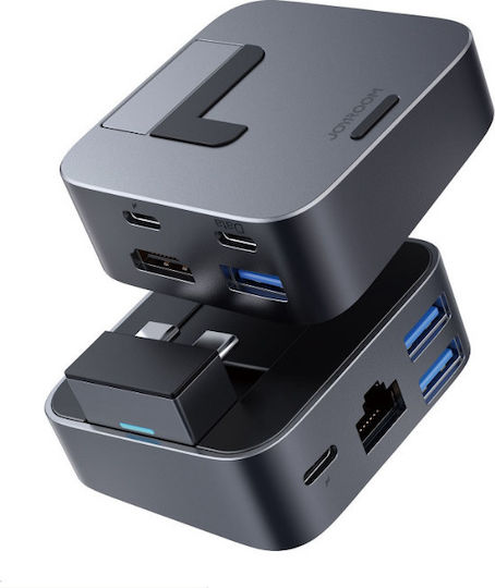 Joyroom J-Cube Двоен USB-C Докинг станция с HDMI 4K Етърнет Сив
