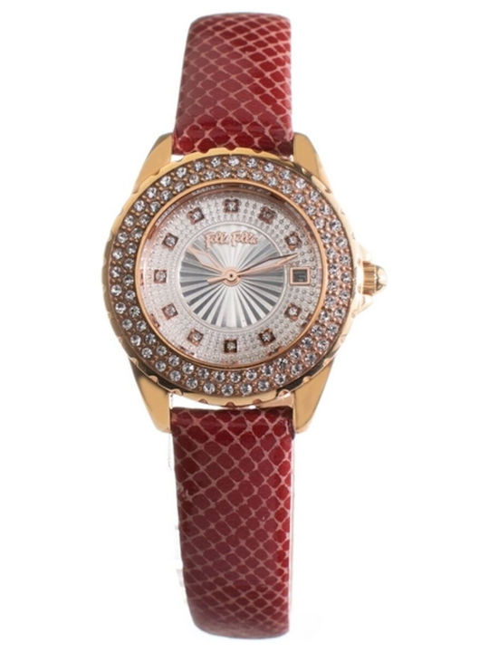 Folli Follie Women's Watch with Burgundy Leather Strap