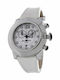 Glam Rock Γυναικείο Ρολόι 44mm Χρονογράφος Μπαταρίας με Λευκό Δερμάτινο Λουράκι