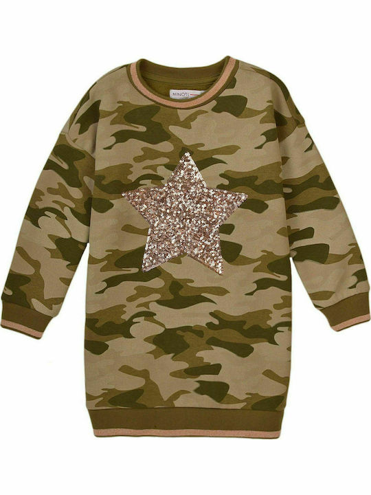 Minoti Sweatshirt Kids Dress Long Sleeve Khaki