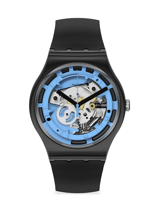 Swatch Anatomy Battery Watch with Rubber Strap Black
