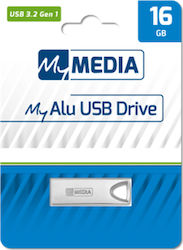 Verbatim MyMedia My Alu 16GB USB 3.2 Stick Ασημί