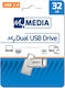Verbatim MyMedia My Dual 32GB USB 2.0 Stick με σύνδεση USB-A & USB-C Ασημί