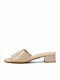 Mules with Chunky High Heel in Beige Color