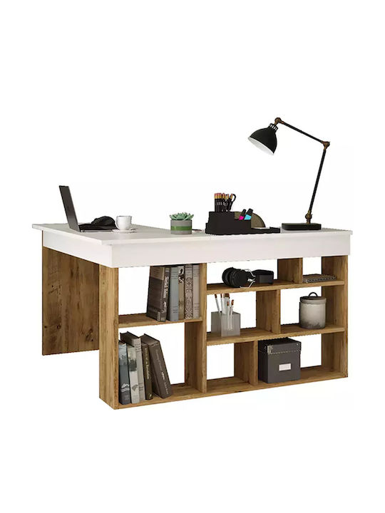 Ecke Schreibtisch Rosaline Holz mit Bücherregal...