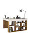Ecke Schreibtisch Rosaline Holz mit Bücherregal White / Oak 120x129x72cm
