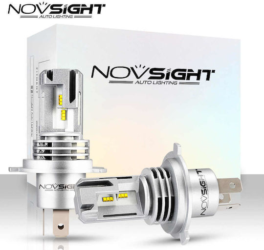 NovSight Glühbirnen Auto N30S H4 LED 6000K Kaltes Weiß 12-24V 55W 2Stück