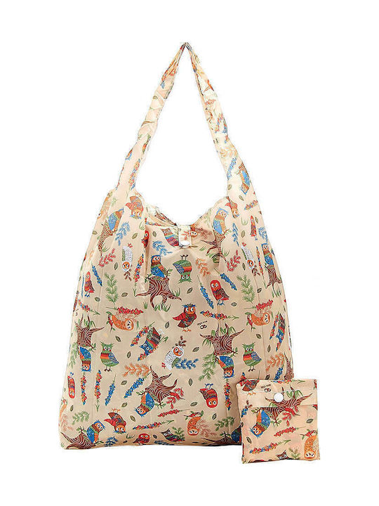 Eco Chic Owl Stoff Einkaufstasche in Beige Farbe