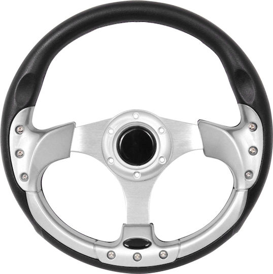 Autoline Sport Three Spoke Car Steering Wheel with 32cm Diameter Black/Silver