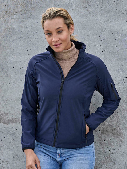 Tee Jays Lightweight Performance Women's Short Sports Softshell Jacket Waterproof and Windproof for Winter Navy Blue