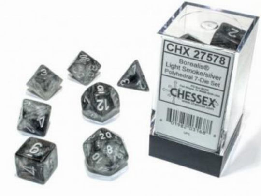 Chessex Dungeons & Dragons Borealis Light Dice Smoke/Silver Luminary 7-Die Set