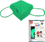 Famex Disposable Protective Mask FFP2 NR Kids Light Green 10pcs