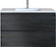 Sanitec 90 Πάγκος με Νιπτήρα Μ90xΒ45xΥ60cm Pine Dark