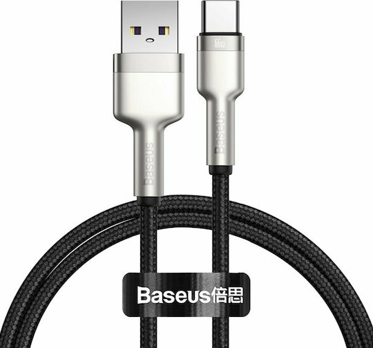Baseus Cafule Metal Braided USB 2.0 Cable USB-C male - USB-A 66W Μαύρο 1m CAKF000101
