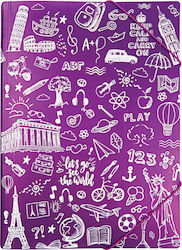 Typotrust Folder with Rubber Band for Paper A4 Purple Doodle