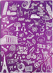 Typotrust Folder with Rubber Band for Paper A4 Purple Doodle