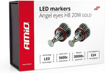 AMiO Λάμπες Αυτοκινήτου Gold H8 LED 5600K Ψυχρό Λευκό 20W 2τμχ