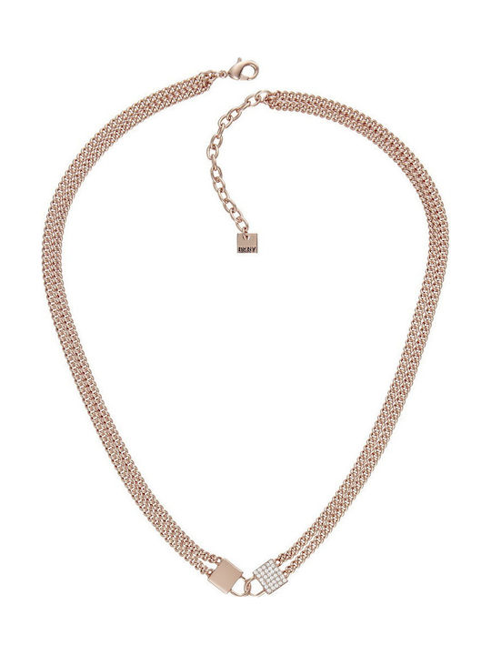 DKNY Necklace with Pink Gold Plating