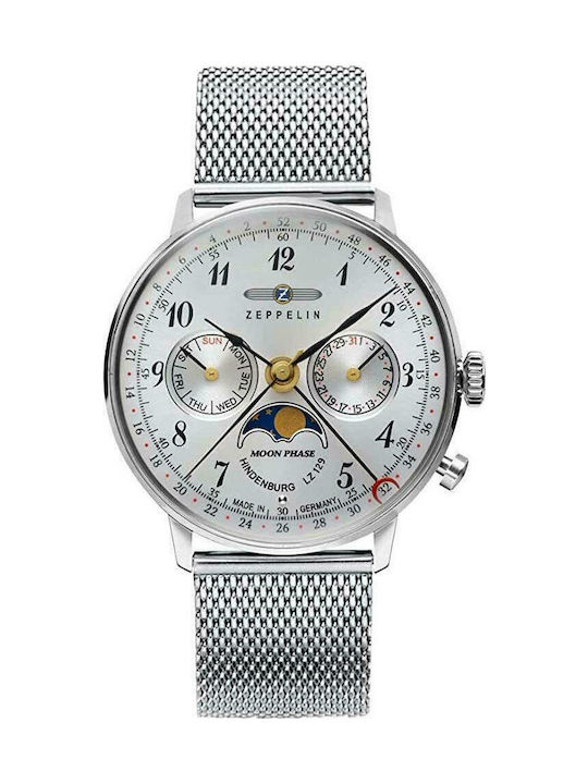 Zeppelin Watch Chronograph Battery with Silver Metal Bracelet