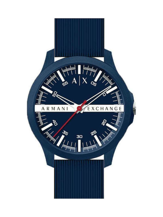 Armani Exchange Ρολόι Μπαταρίας με Καουτσούκ Λουράκι σε Μπλε χρώμα