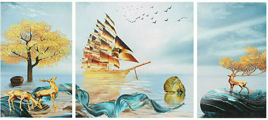Keskor Τρίπτυχος Πίνακας σε Καμβά 110x50cm