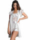 Milena by Paris Bridal Women's Satin Robe White 5277