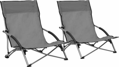 vidaXL Small Chair Beach Gray Set of 2pcs