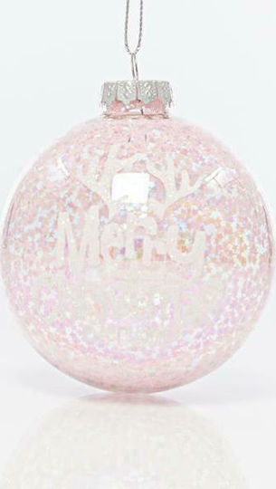 Hängendes Kugel Ornament Ornament Glas Rosa 8cm Set 4Stück