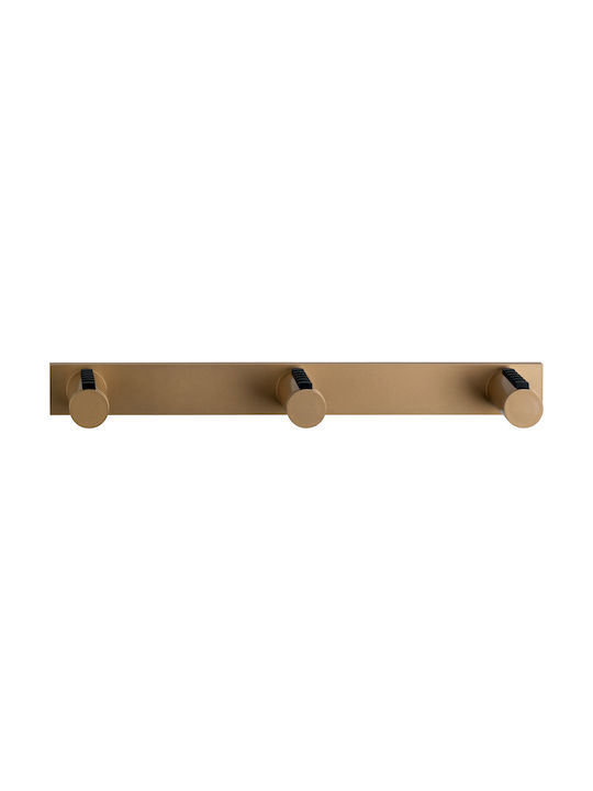 Inofix Metal Wall Hanger with 3 Slots Matt Gold 38.6x4x5.5cm 1pc