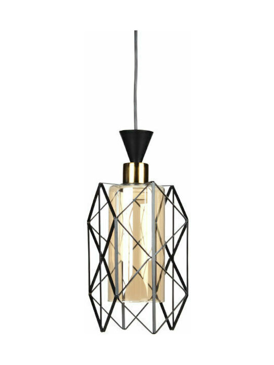 Keskor Pendant Light Single-Light Grid for Socket E27 Black