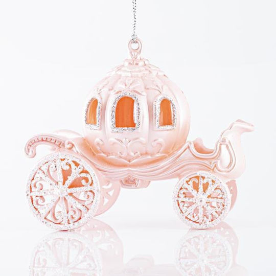 Kutsche Acryl Rosa Weihnachtsbaumschmuck 16x10cm
