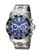 Invicta Pro Diver Ανδρικό Ρολόι 48mm Χρονογράφος Μπαταρίας με Ασημί Μεταλλικό Μπρασελέ