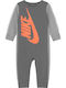 Nike Coverall Бебешко Боди Дълъг ръкав Сив